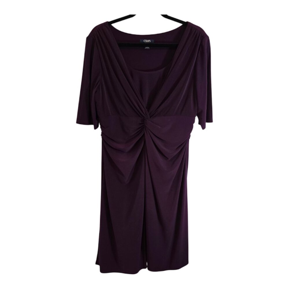 CHAPS RALPH LAUREN SIZE XL PURPLE DRESS 3/4 SLEEVE STRETCH PULLOVER VERSATILE